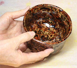 木曽塗　古代堆朱　抹茶碗