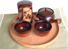 桜皮細工の茶筒と浅盆